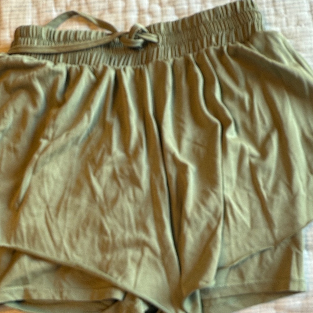 Olive Green Drawstring Shorts